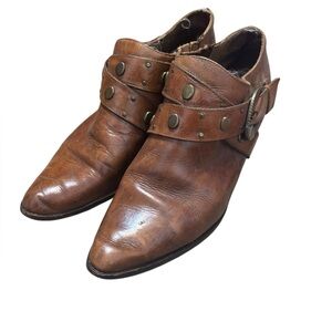 Vintage Circle S Brown Leather Ankle Boots Size 9